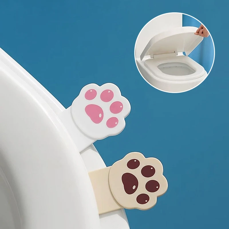 Cute Cartoon Toilet Lid Lifter Creative Cat Claw Shape Toilet Handle Plastic Convenient Clamshell Opener Bathroom Home Supply