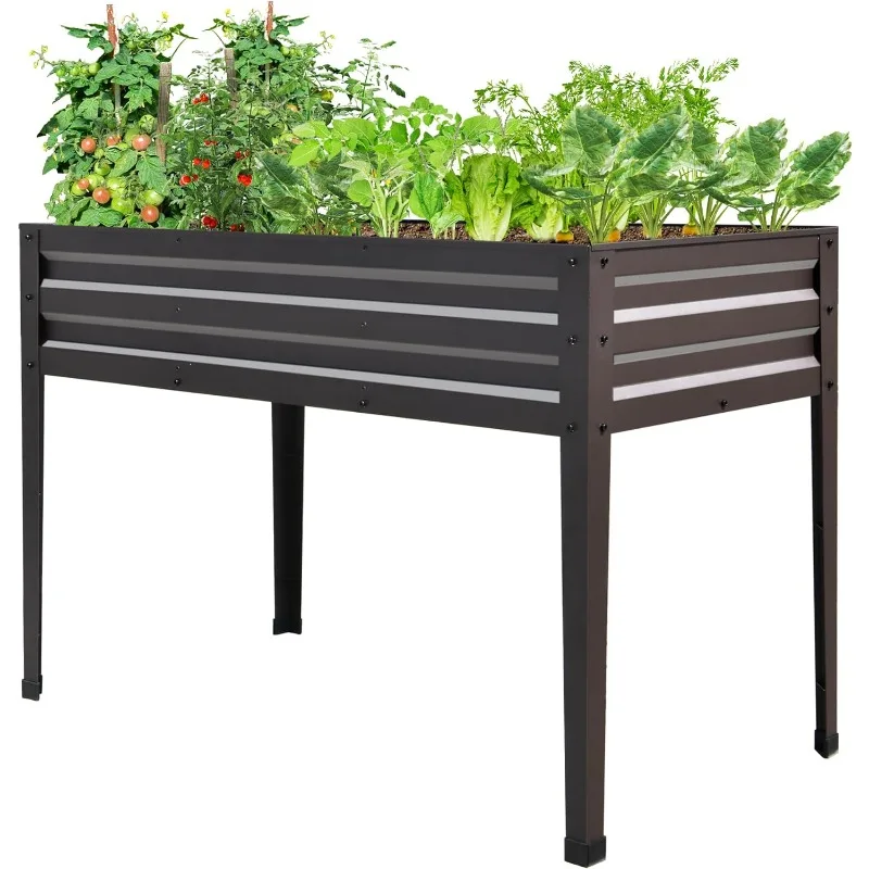 

HANLIKO 48×24×32 in Raised Garden Bed, Galvanized Raised Garden Bed with Legs 400lb Capacity, Metal Elevated Raised Planter Box