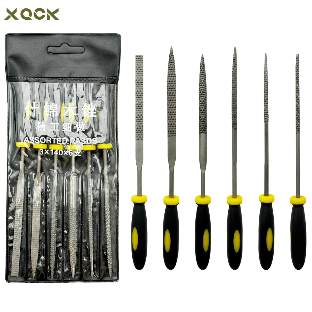 Assorted Wood Rasp Set Metal Wood Polishing Grinding Carving File 3x140mm Rubber Handle Small Craft Hobby Jewelry Tools