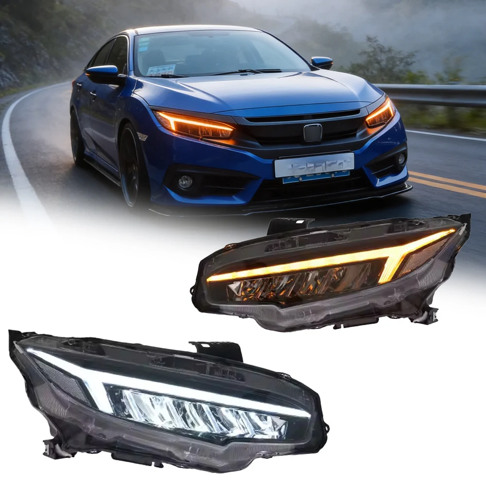 

TYPY Car Light For Honda 10th Civic Headlight Hatchback 2016-2020 LED Projetor head Lamp Daytime Running Light Auto Accessories