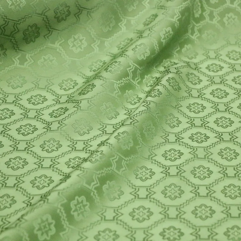 Spring and su mommeer silk satin jacquard fabric with small tassel leaf flower 6A grade cheongsam fashion dress