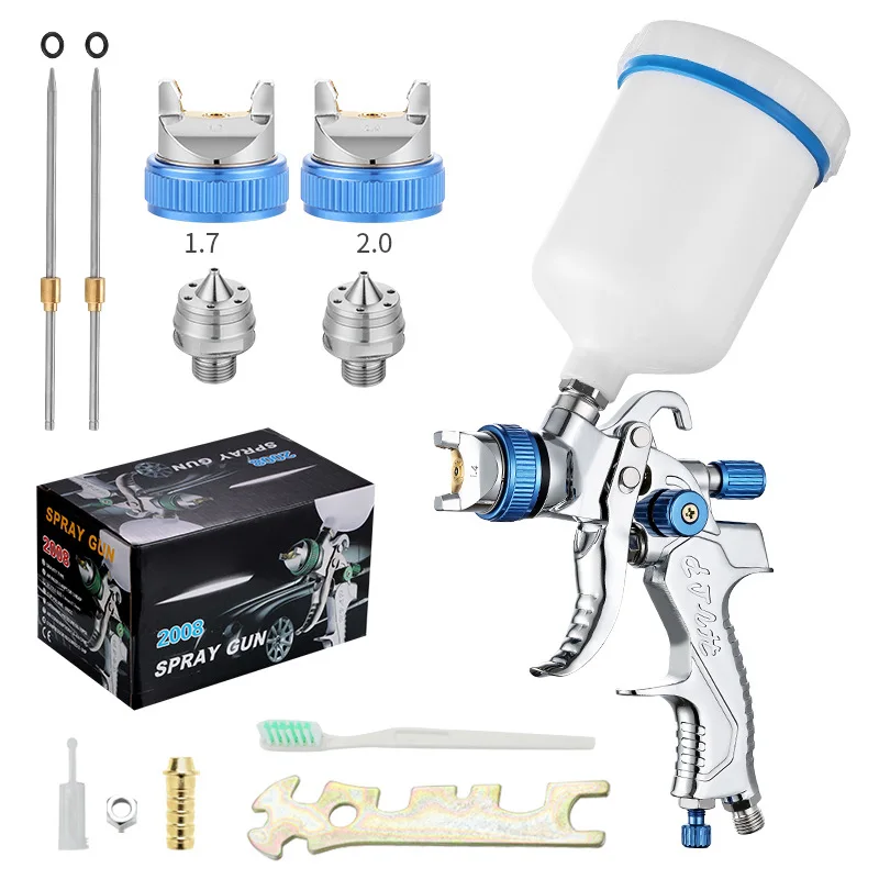 Utility Pneumatic Spray Gun Automotive Sheet Metal High Atomization Spray Gun Pot Type Topcoat Gun 1.7/2.0mm 2008
