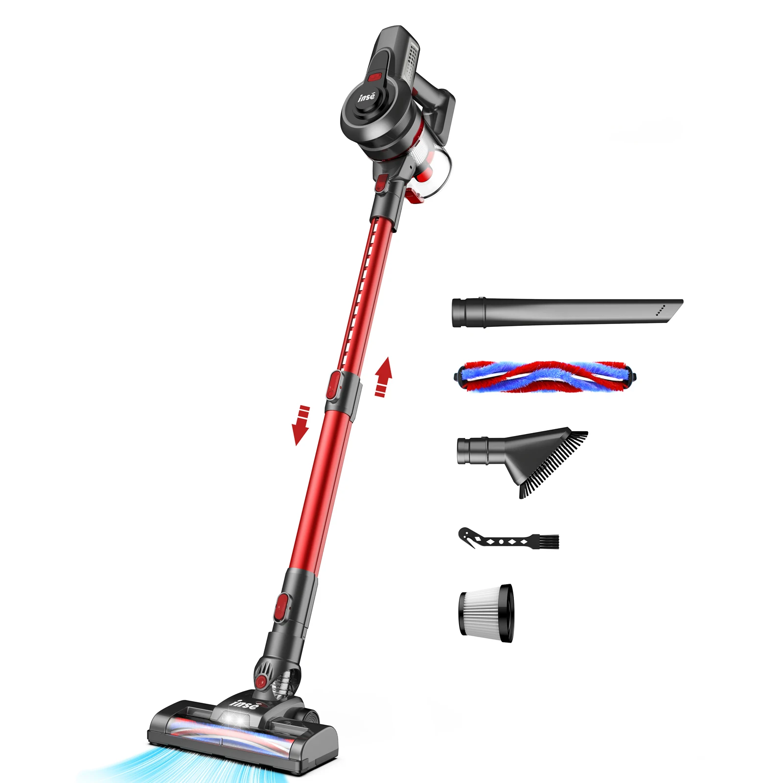 INSE N650 Vacuum Cleaner 160W Rechargeable Cordless Stick Vacuum, up to 45 minutes for Home Hard Floor Carpet Pet Hair