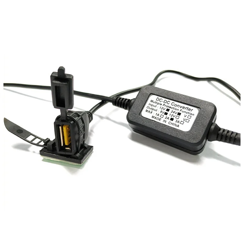 【تصميم أنيق】2X منفذ USB مقاوم للماء جهاز تسجيل فيديو رقمي للسيارات صندوق طاقة حصري للدراجات النارية هاتف ذكي كابل GPS طقم السيارة 12 فولت -24 فولت T