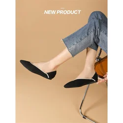 Flat Shoes Women's Spring Summer Knitting Fly Line  Shoes Pointed Tie Soft Bottom Breathable Non-slip Single Shoes