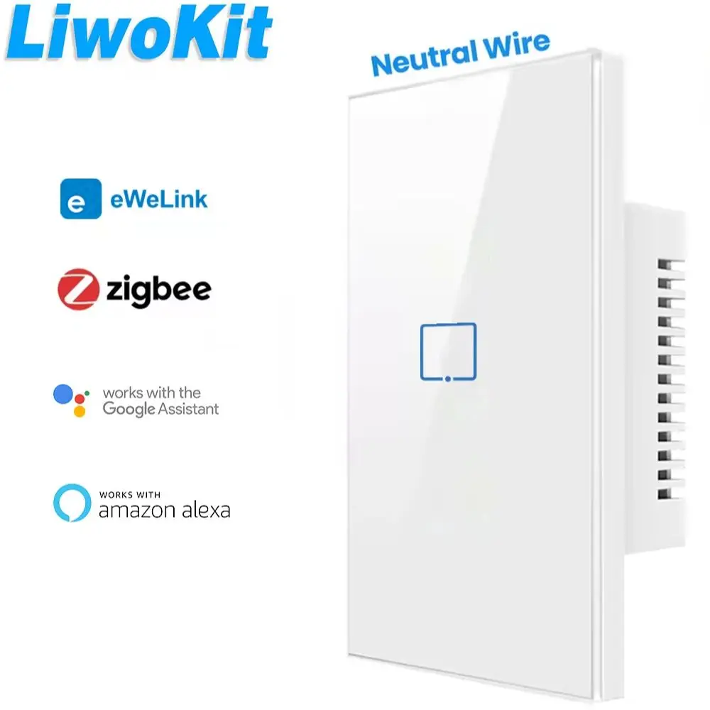 

Доложение LiwoKit Zigbee eWelink Smart Switch Умный настенный выключатель США с нейтральным проводом Требуется работает с Google Home Alexa