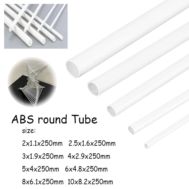 5pcs ABS Plastic Hollow Round Tubes Diameter 2-10mm DIY Model Building Sand Table Craft
