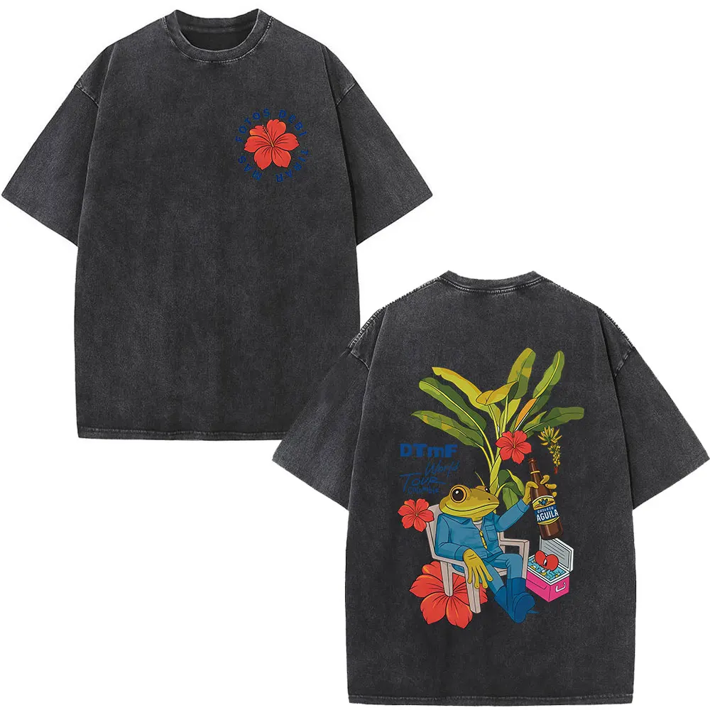 T-shirt vintage délavé Rapper Bad Bunny Debi Tirar Mas Fotos DTMF World Tour – T-shirts mode homme H