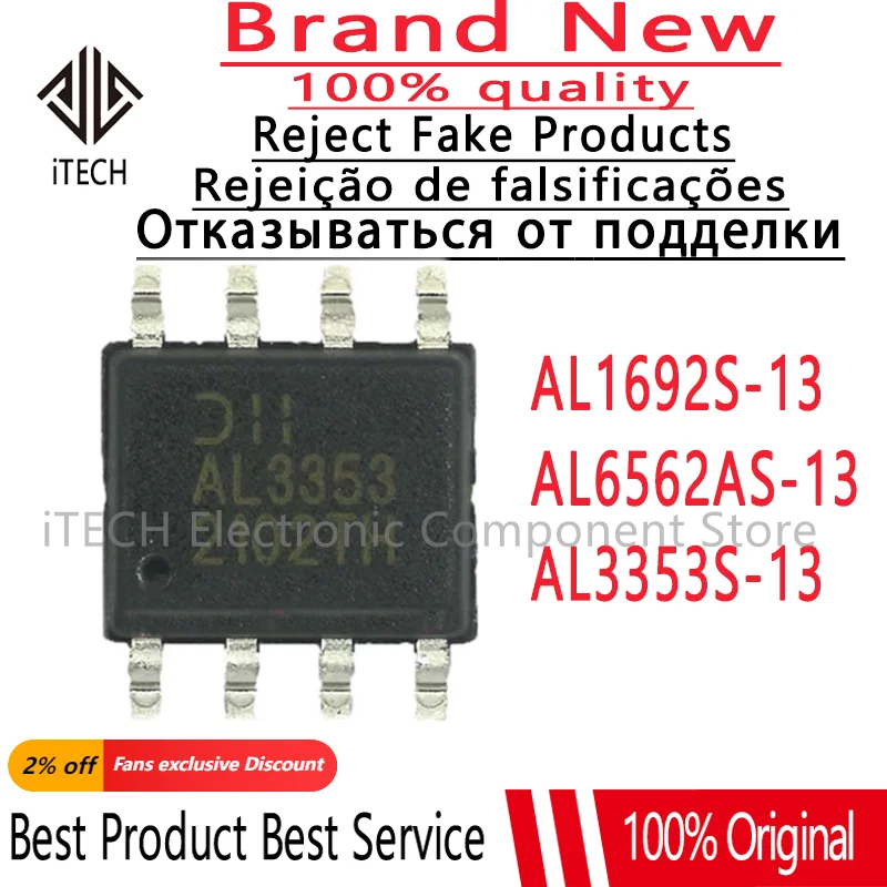 10-20Pcs 100% New AL3353S-13 AL3353S AL3353 AL6562AS-13 AL6562AS AL6562A AL1692S-13 AL1692S AL1692 SOIC-8 SOP8 Chips Ic