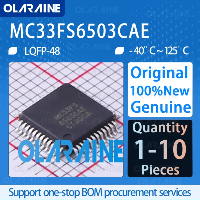 

1/5/10Pcs 100%New Original MC33FS6503CAE LQFP-48 Professional Power Management (PMIC) Current 800 mA Voltage 2.7 V IC chip