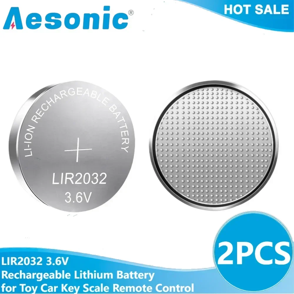 2PCS LIR2032 LIR 2032 3.6V Rechargeable Lithium Battery for Toy Car Key Scale Remote Control CR2032 ML2032 Button Coin Cells