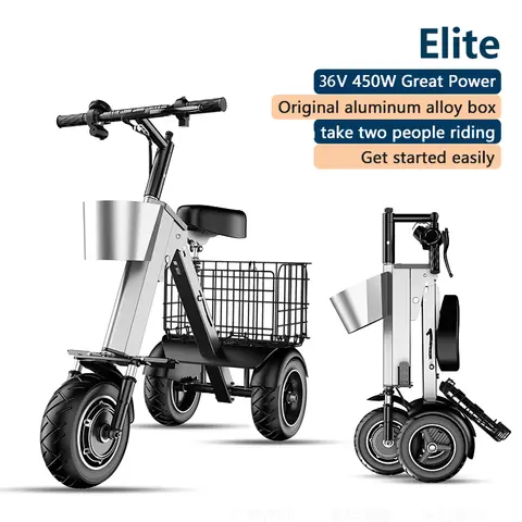 WILLJERDY Folding Electric Tricycle Mini Portable Adults 3 Wheeled Electric Bike Small Elder Electric Folding Bike For Man