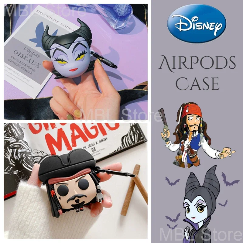 Disney Maleficent Captain Jack Cute Cartoon Cover for Apple AirPods 1 2 Case for AirPods Pro Case Headphone Earphones Case shell