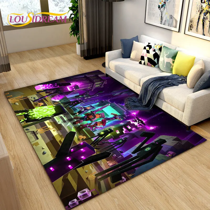 3D Sandbox Games gamer Area Rug Large,Carpet Rug for Living Room Bedroom Sofa Doormat Decoration,kids Play Non-slip Floor Mat