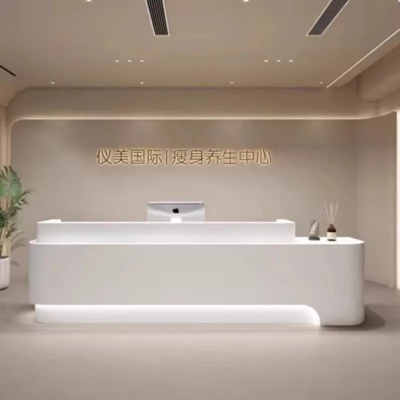 

Luxury White Reception Desks Modern Shop Beauty Hotel Restaurant Bar Reception Desks Design Mostrador De Tienda Trendy Furniture