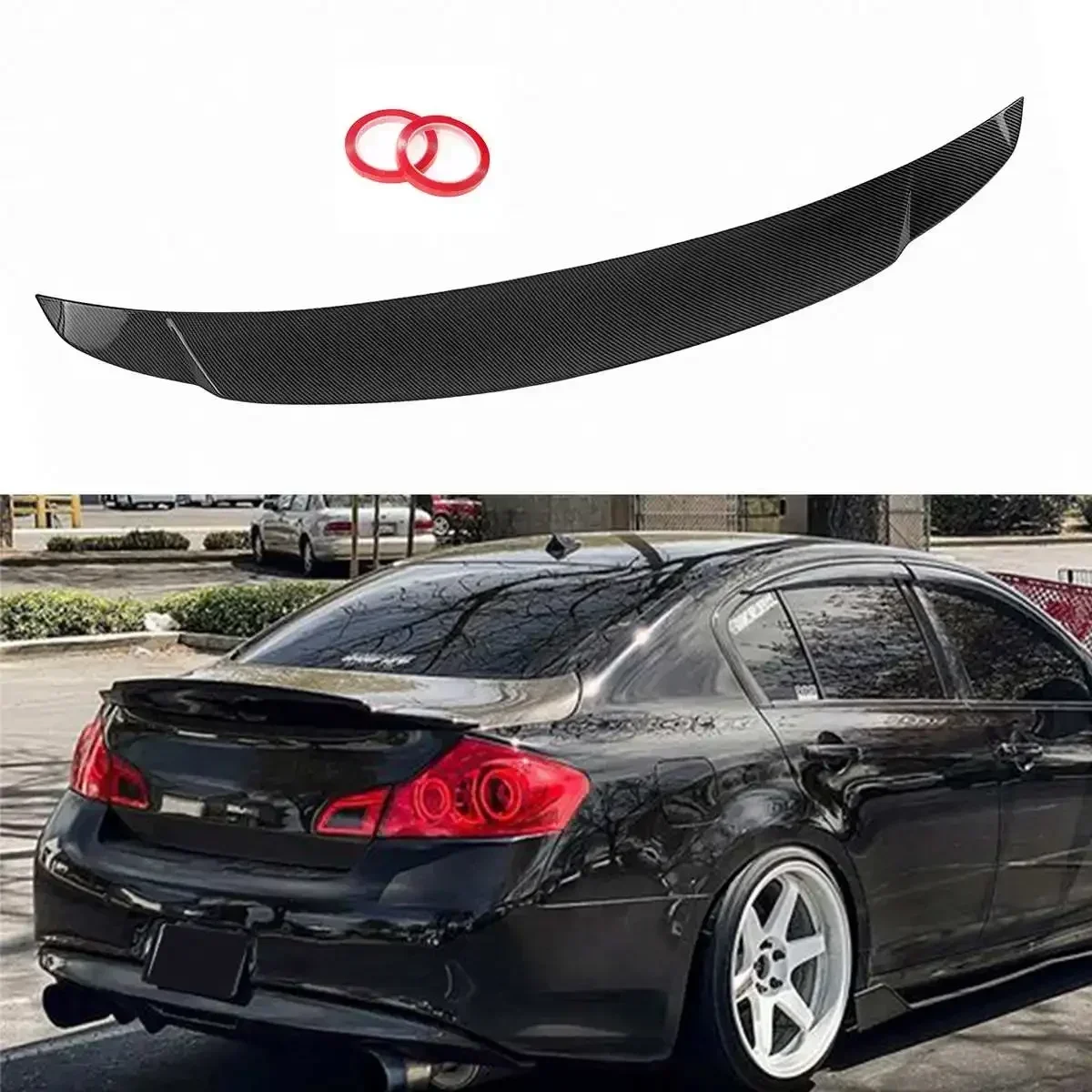 Carbon Fiber Look/GloSSy Black Car Rear Trunk Boot Lip Spoiler For INFINITI G35 G25 G37 Q40 2007-2015 4Dr Sedan Model Body Kit