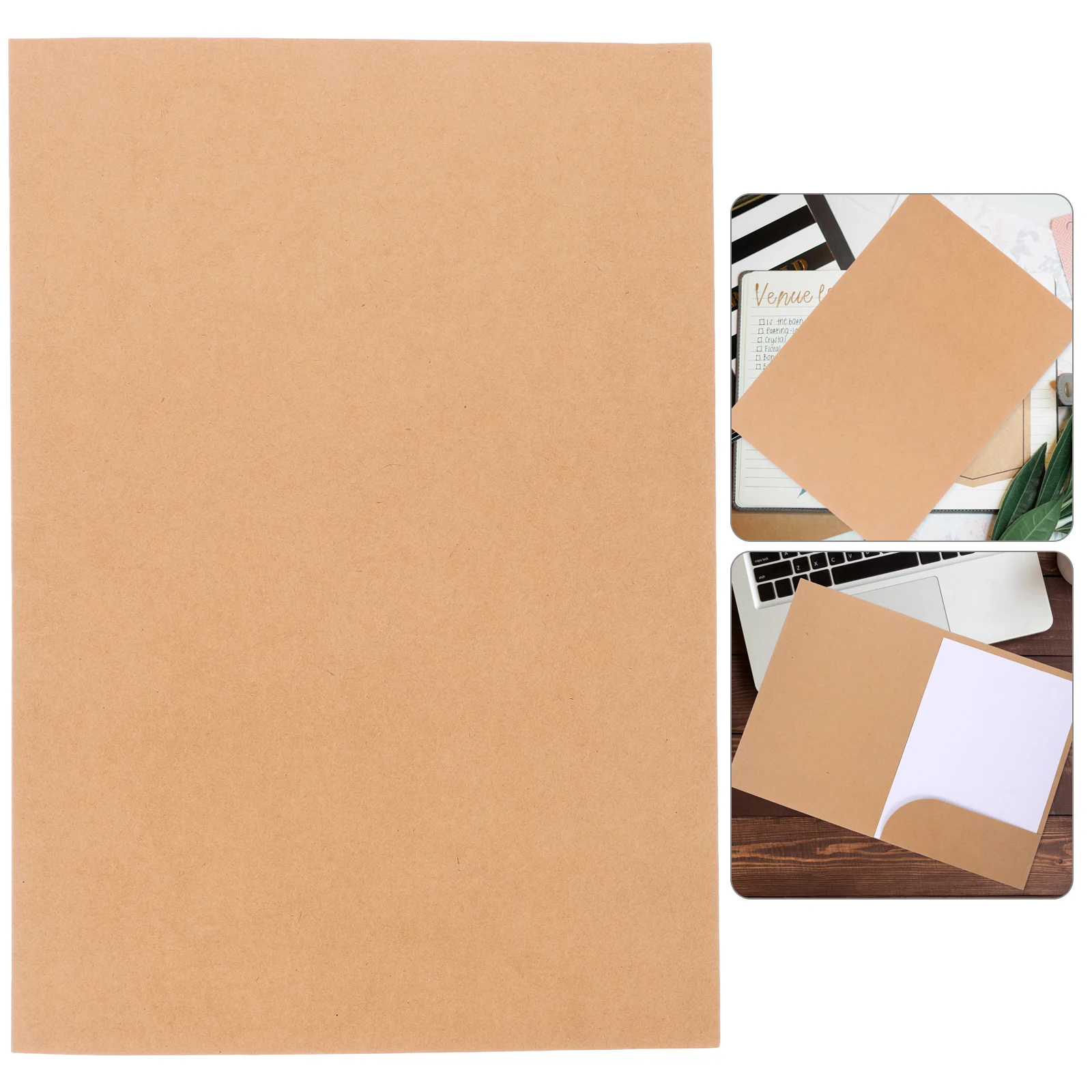 

10 Pcs Paper File Folders A4 Size Light Brown Material Easy Open Close Documents Organizer Storage Home Office School