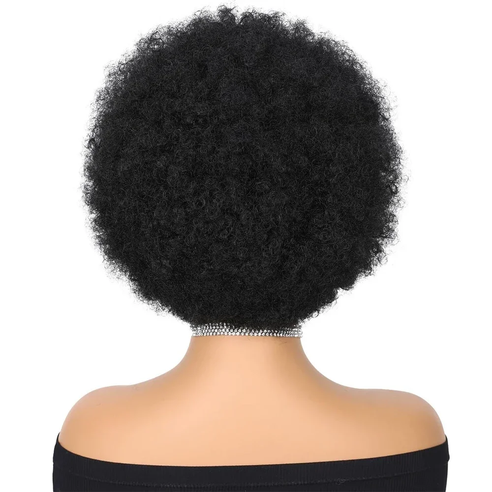 Peruca Afro Kinky Curly para Mulheres, Trançado com Renda, Cabeça Explosiva, Peruca Sintética Curta Encaracolada, Peruca de Cabelo do Bebê, Uso Diário, Densidade 250%, 13x4