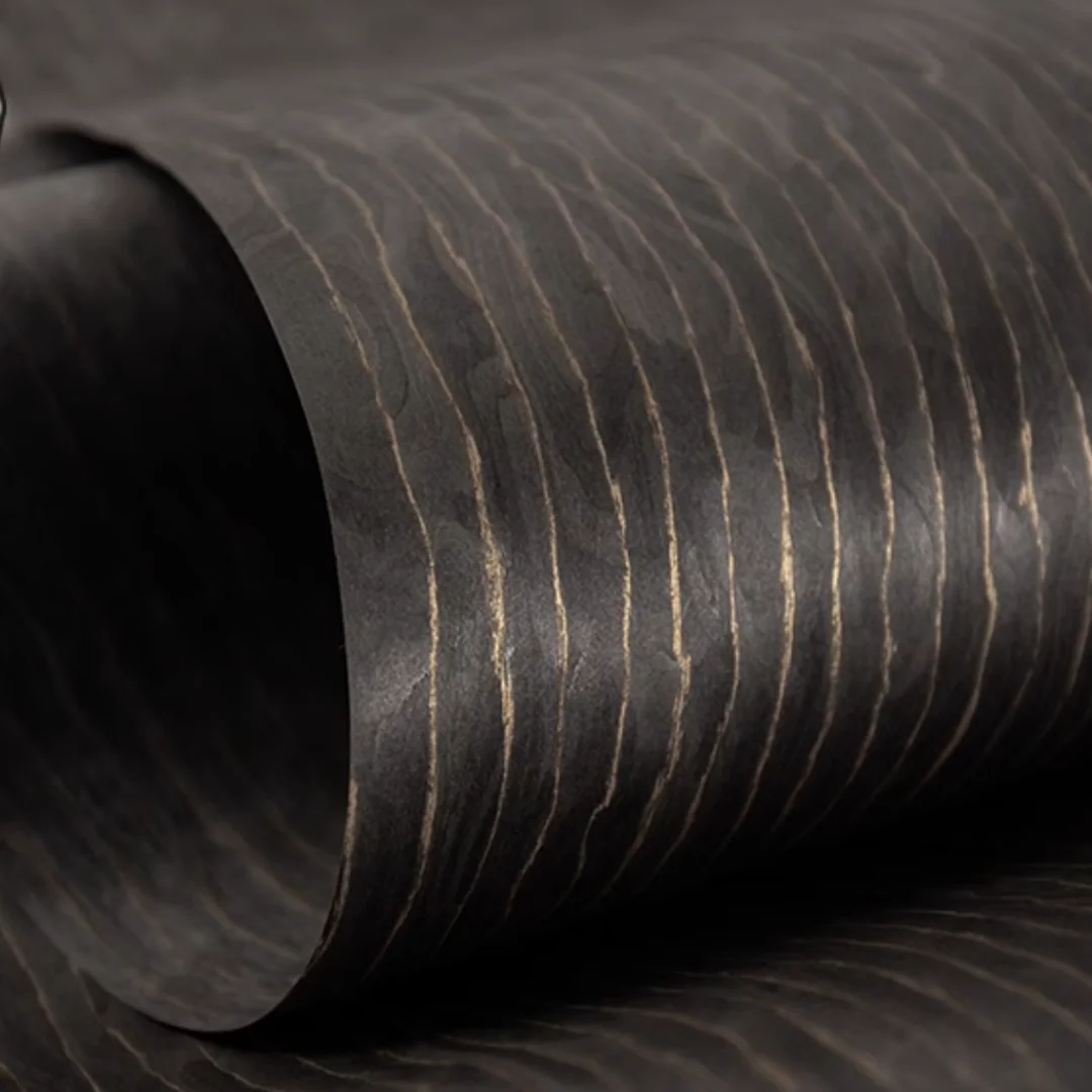 

L:2.5m W:580mm T:0.3mm Black Golden Thread Tech Wood Veneer Sheet Perfect for Wall Door and DIY Decoration Projects