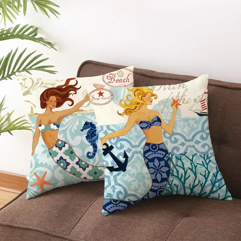 Sea Breeze Anchor Octopus Turtle Cushion Cover Decorative Pillowcase Sofa Home Textile