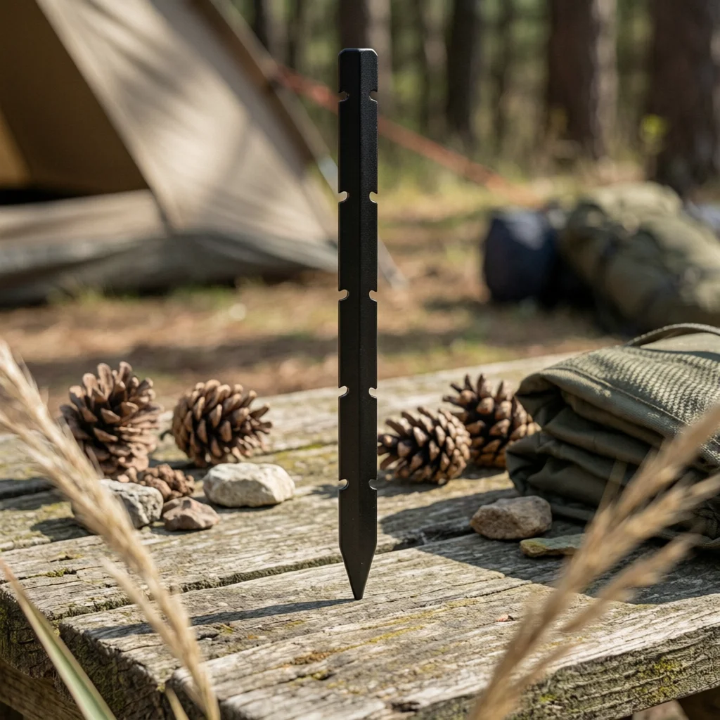 Carbon Steel Tent Stake Extra-Long Ground Stake with Notches Triangular Ground Peg Sturdy Stakes Break-Resistant for Campers
