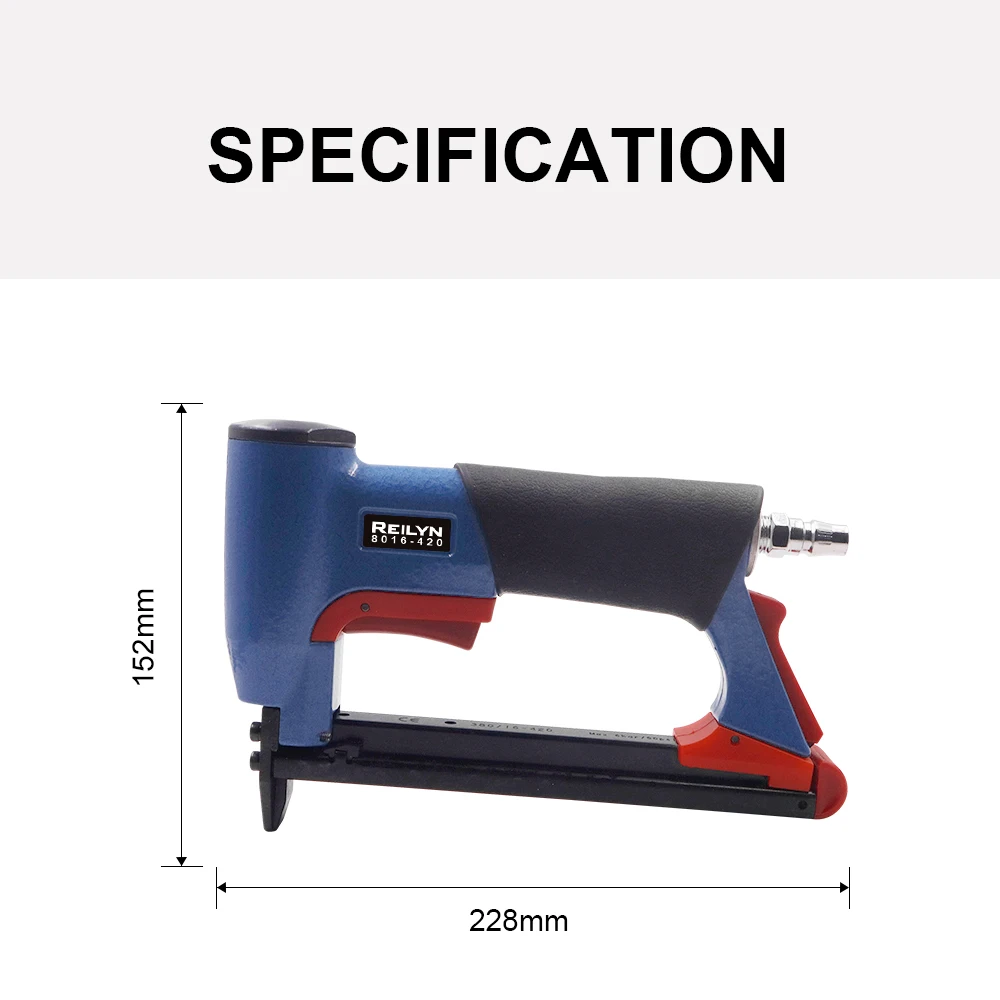 Pneumatischer Bau-Nagler 8016 mit langer Nase, 6-16mm Feindraht-Nagler, U-Typ für Polsterarbeiten, Holzbearbeitung, Möbel und Sofas – Detail 3