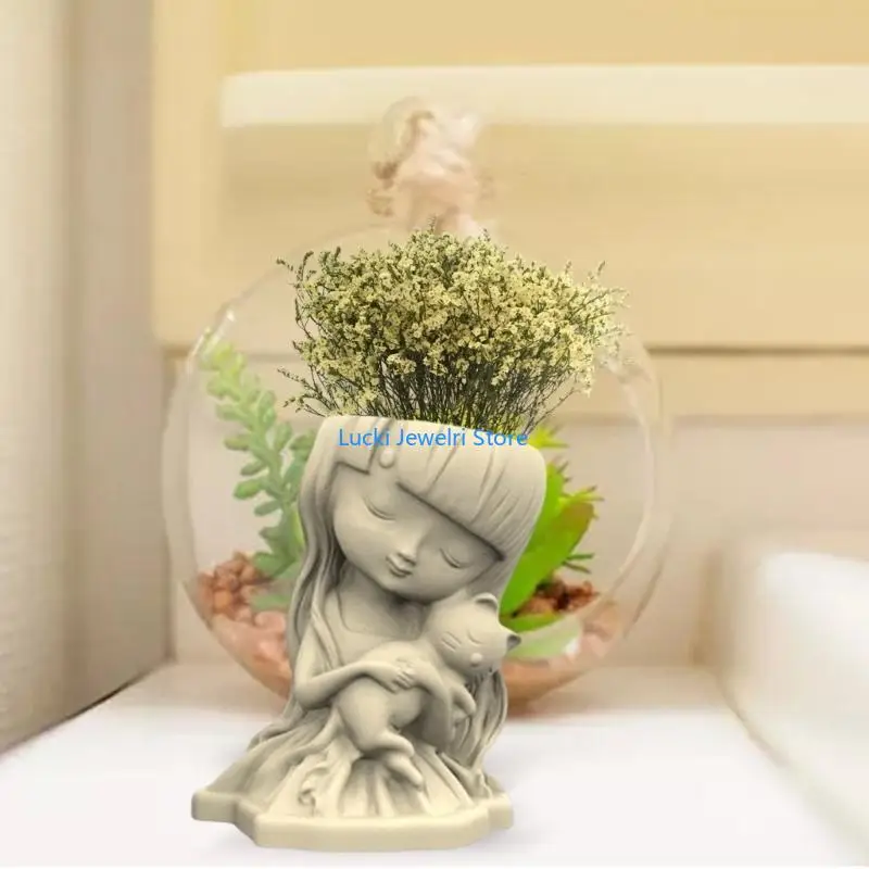 193e Girl و Gypsum Silicone Molds لصنع وعاء زهرة النبات النضرة