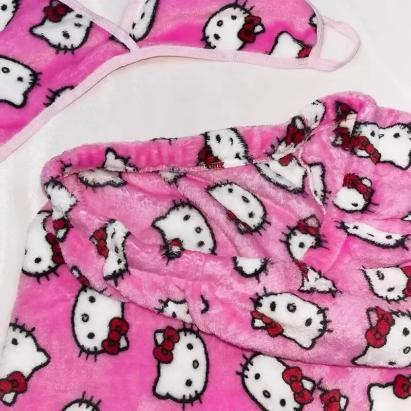Bikini Women's Pajamas Two-Piece Set Sanrio Home Underwear Cartoon Summer New Beach Wear Bra Shorts Girl Hello Kitty Fashion - view 3