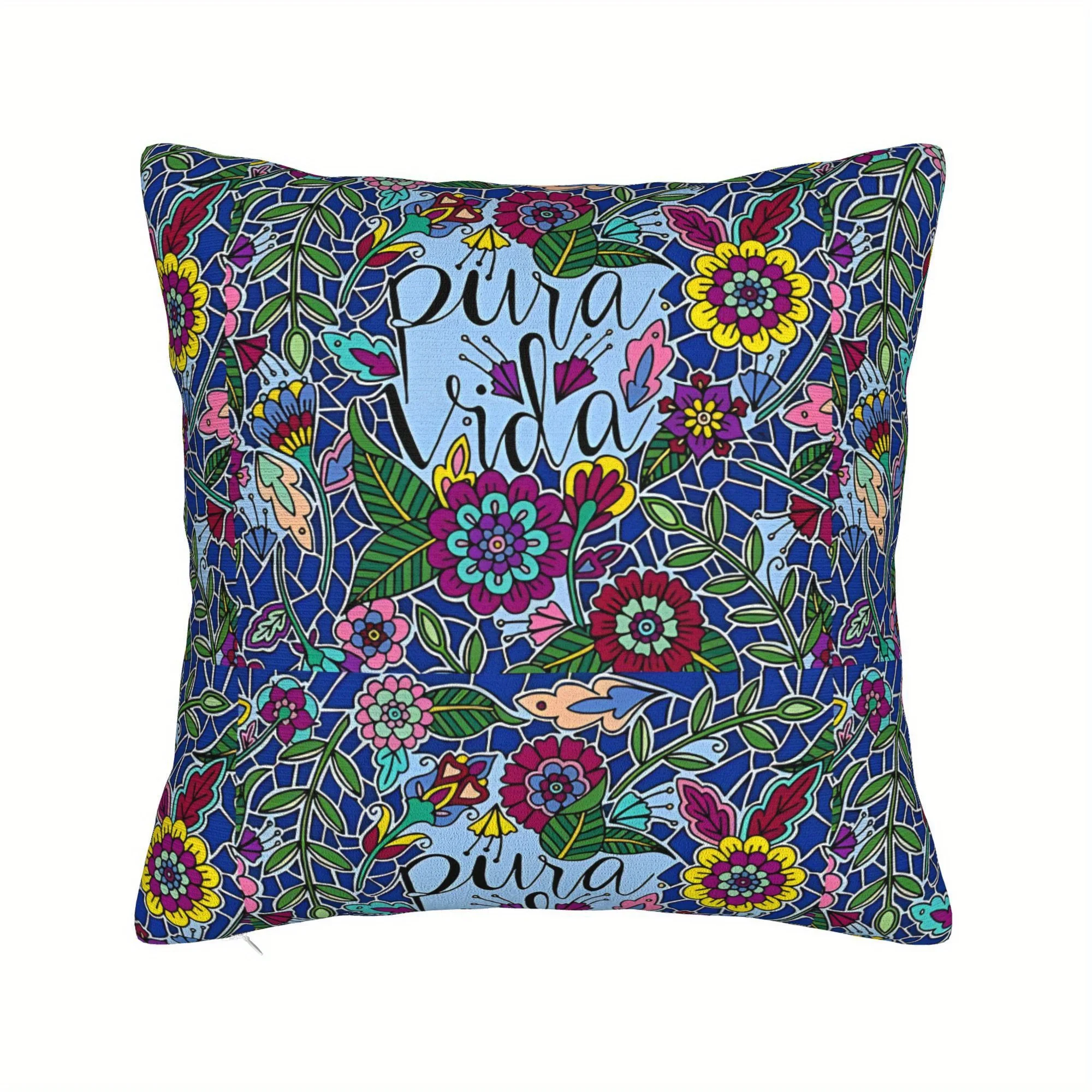 1pc Pura Vida Costa Rica Lettering Quote Winter Holiday Farmhouse Home Decorative Cushion Covers Without Pillow Cores - Contempo