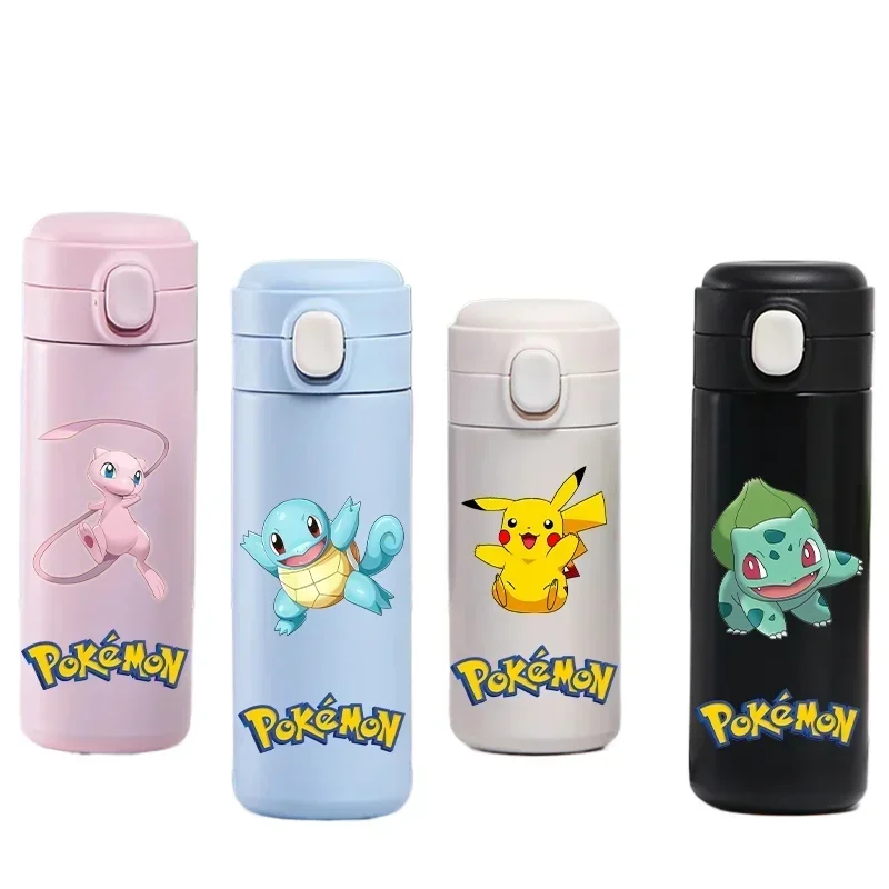 Anime Cartoon Kawaii Pokemon 420ML Thermos Water Bottle Anime Portable Children Cute Pikachu 304 Stainless Steel Water Mug Gift