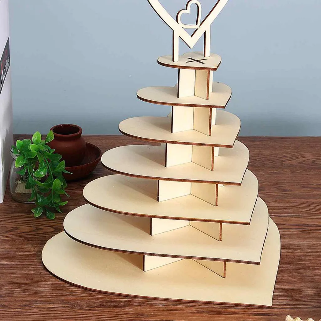 Valentine'S Stand Chocolate Display Chocolate Love Wedding Wooden Candy Pyramid Chocolate Gift Dessert Holder Ornament Stand