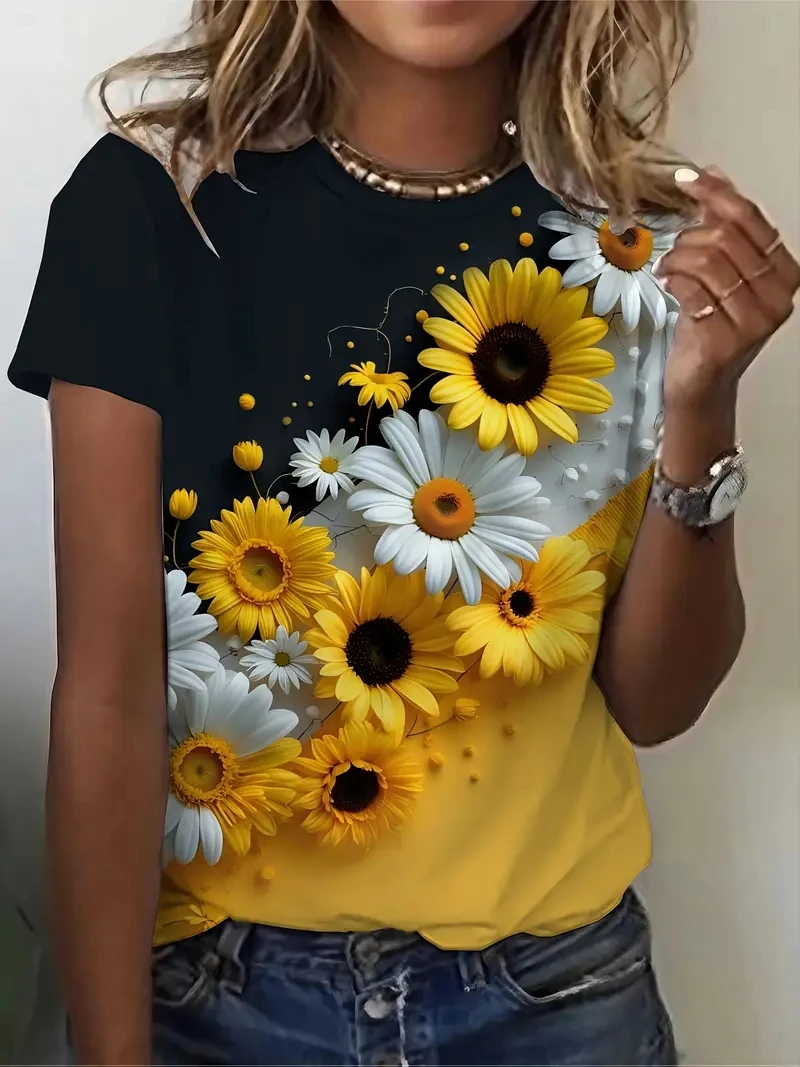 

Women's Plus Size 3D Printed Short Sleeved T-shirt,loose and Casual,soft,comfortable and Breathable, Suitable for Outdoor Sports