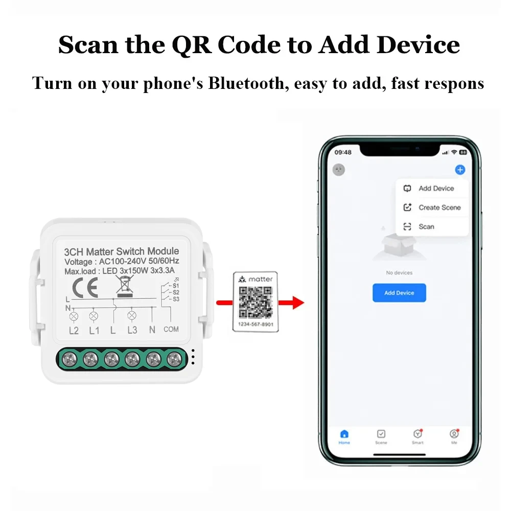 Matter Homekit WiFi interruptor de luz inteligente Control bidireccional 1 2 3 gang Mini interruptor inteligente compatible con Siri SmartThings Alexa Google Home