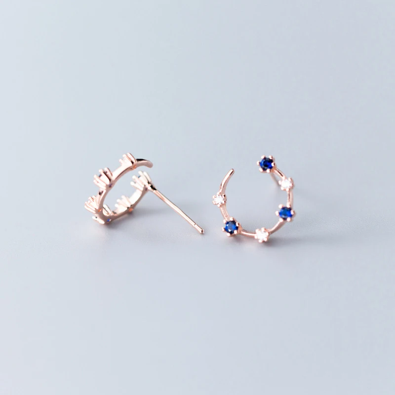 MODIAN moda ślub zaręczyny Ear Pin dla kobiet 925 Sterling Silver Radiant cyrkon c-kształt kolorowe Stud Earrng Fine Jewelry — zdjęcie 3