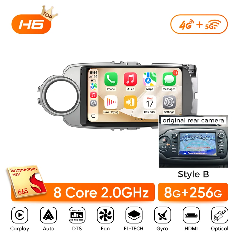 Ainavi Car Radio Multimedia Player For Toyota Yaris 2012 2013 2014 2015 2016 2017 Android 12 Auto Wireless Carplay DSP 48EQ 2Din image 3