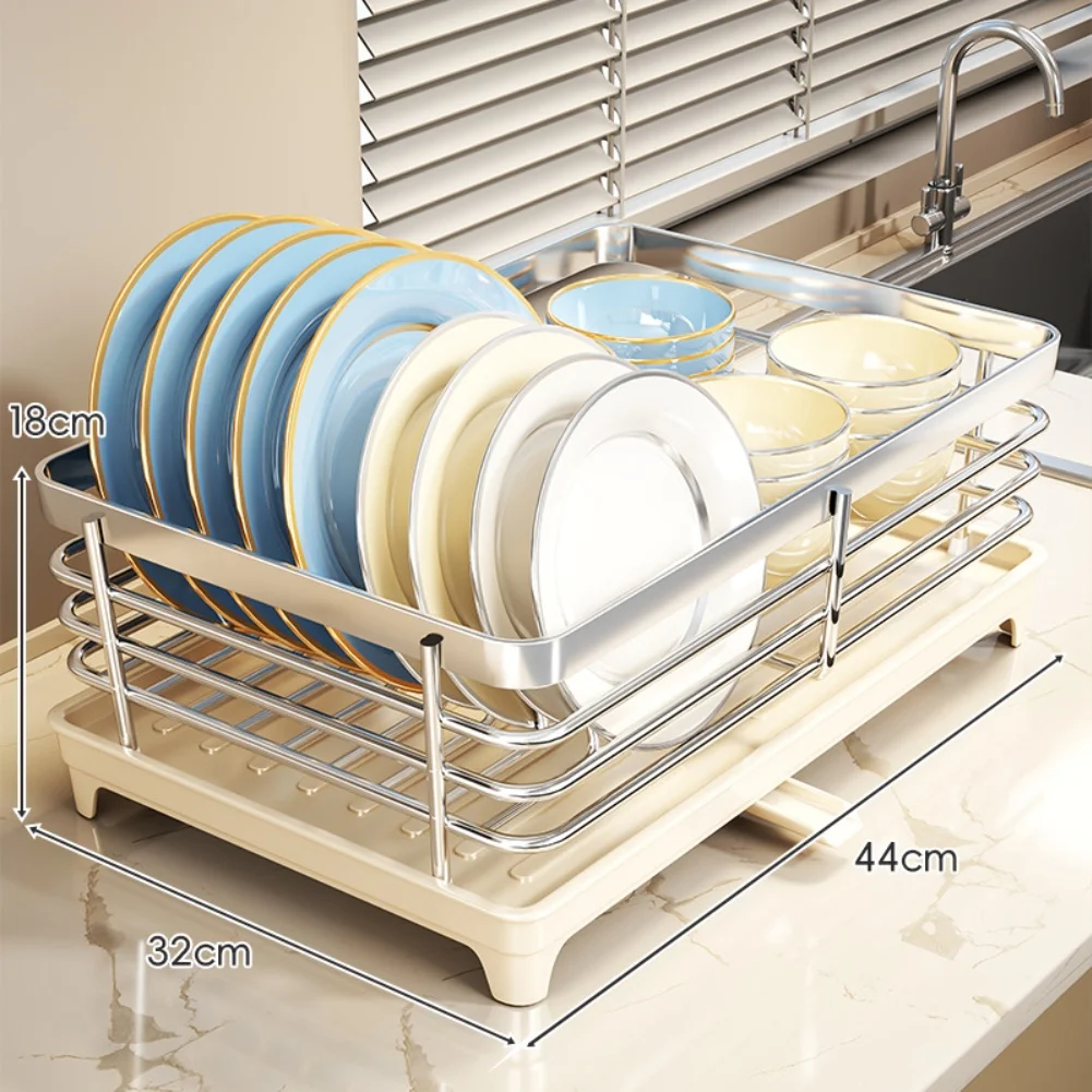 Dish Rack Utensil Holder Sink Organizer Detachable Components Removable PP Cutlery Holder Detachable Draining Tray