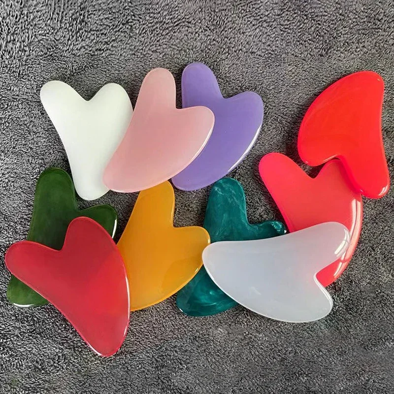 

10pcs Guasha Scraping Sheet Facial Massage Scraper Resin Beeswax Board 10-color Heart Beauty Salon Maintenance Face Neck Body