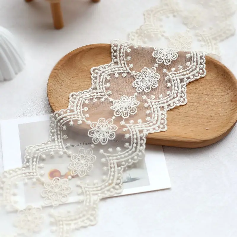 10 cm breites, mit Blumen besticktes Spitzenband zur Dekoration von Kleidern, Kleidung, DIY-Bastelbedarf, Handarbeiten, Nähzubehör – Detail 5