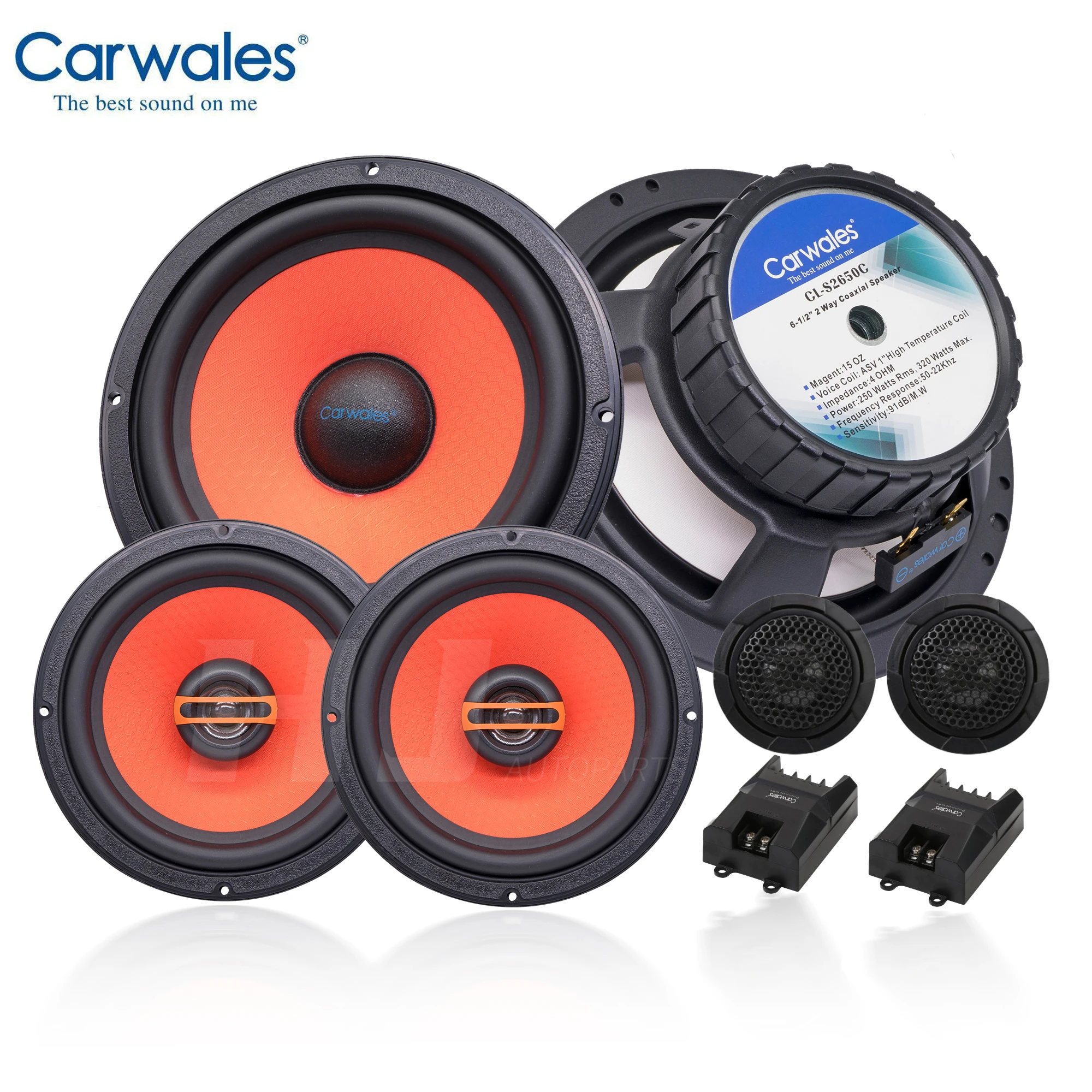 1kit speaker 6.5 Inch 2-Way Coaxial Combination Speaker Kit Audio System Set Tweeter woofer treble Car Door 6.5