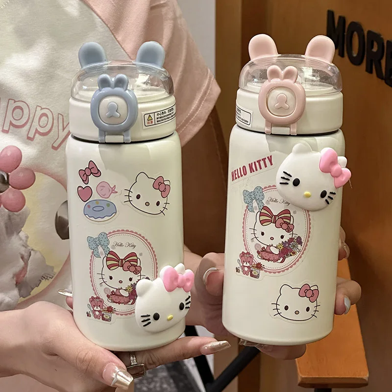 400ml Sanrio new cold insulation cup tea separation stainless steel cartoon Hello Kitty convenient household water cup Gift ﻿