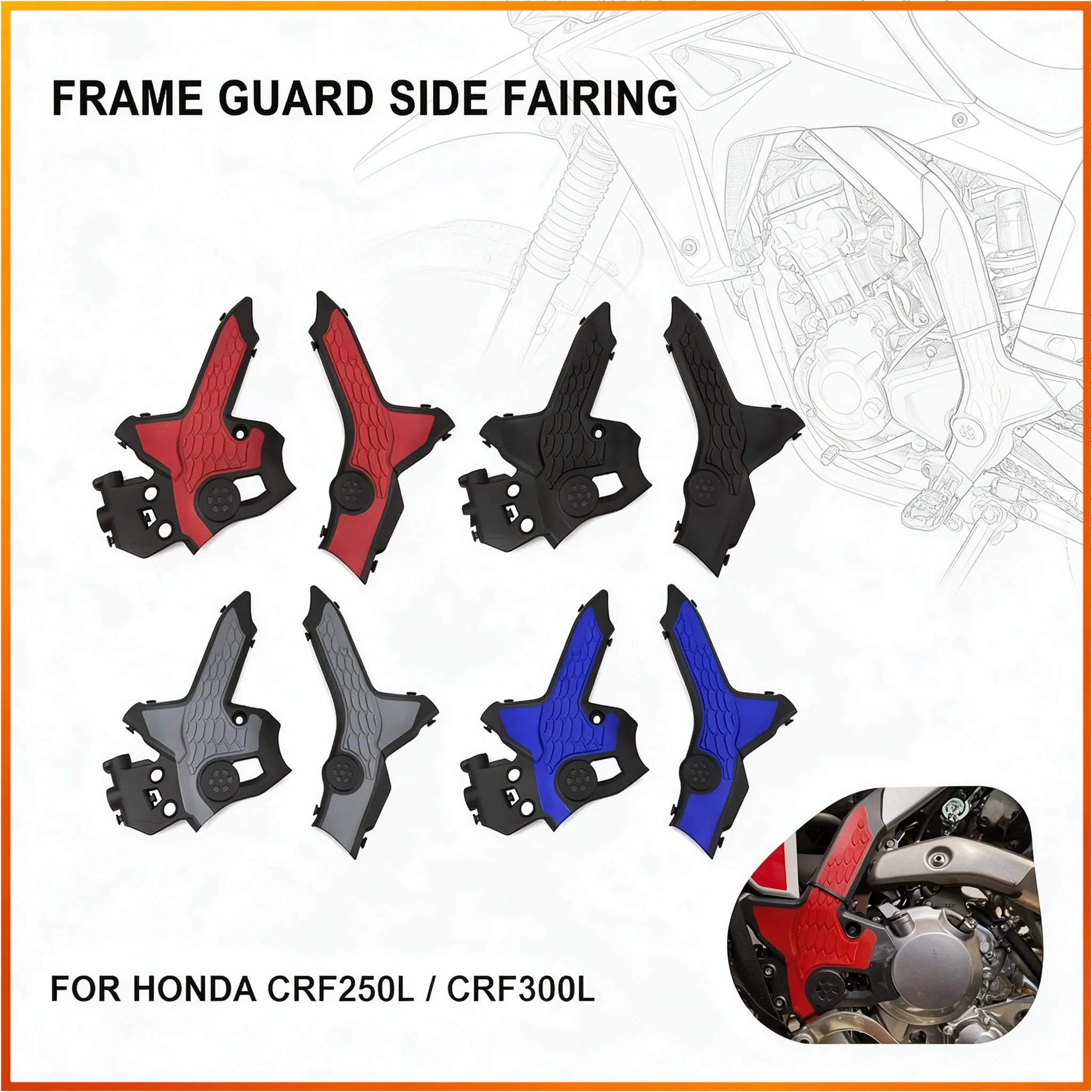 Motorcycle ABS Side Frame Guard Protection Covers Left Right For Honda CRF250L CRF300L 2021-2024 Body Accessories
