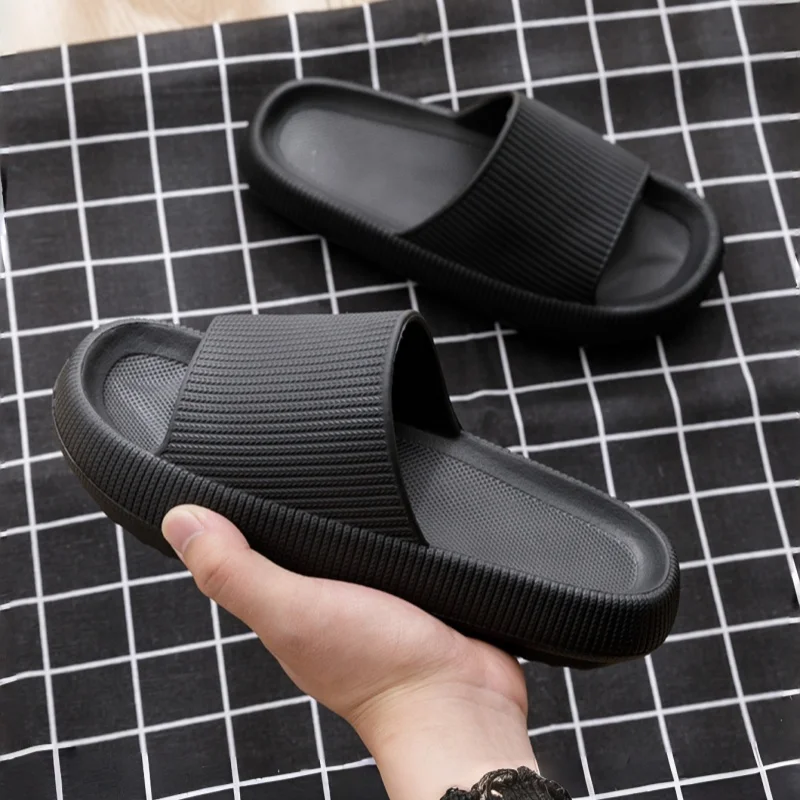 Unisex Couple EVA Slides Summer Thick Sole Soft Comfortable Slippers Solid Color Indoor Bathroom Outdoor Casual Sandals