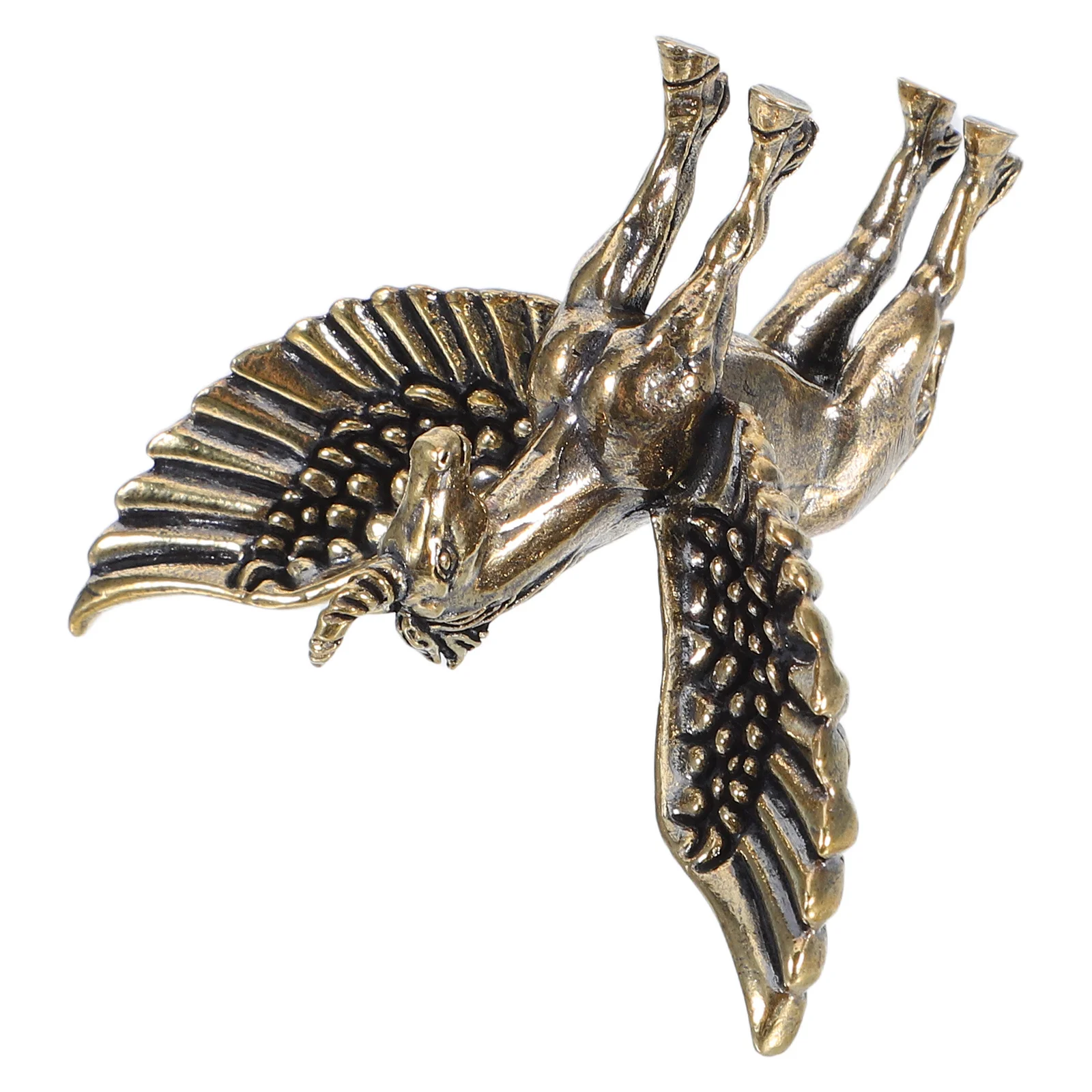 

Vintage Brass Miniature Unicorn Horse Sculpture Elegant Winged Metal Animal Decoration for Desktop Shelf Small Brass Ornament