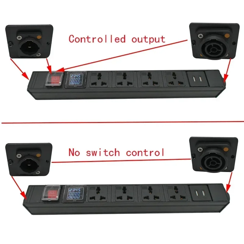 PDU power board Schuko Powerlink power link output box, with power socket, 10Auniversal socket, and USB output port