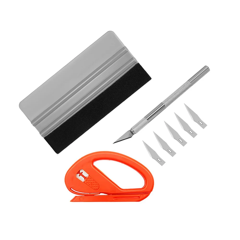 Scratch Free Vinyl Wrap Kit Felt Squeegee Trimmer Bubble Smoother for Car Window Tint Wallpaper Home Decor