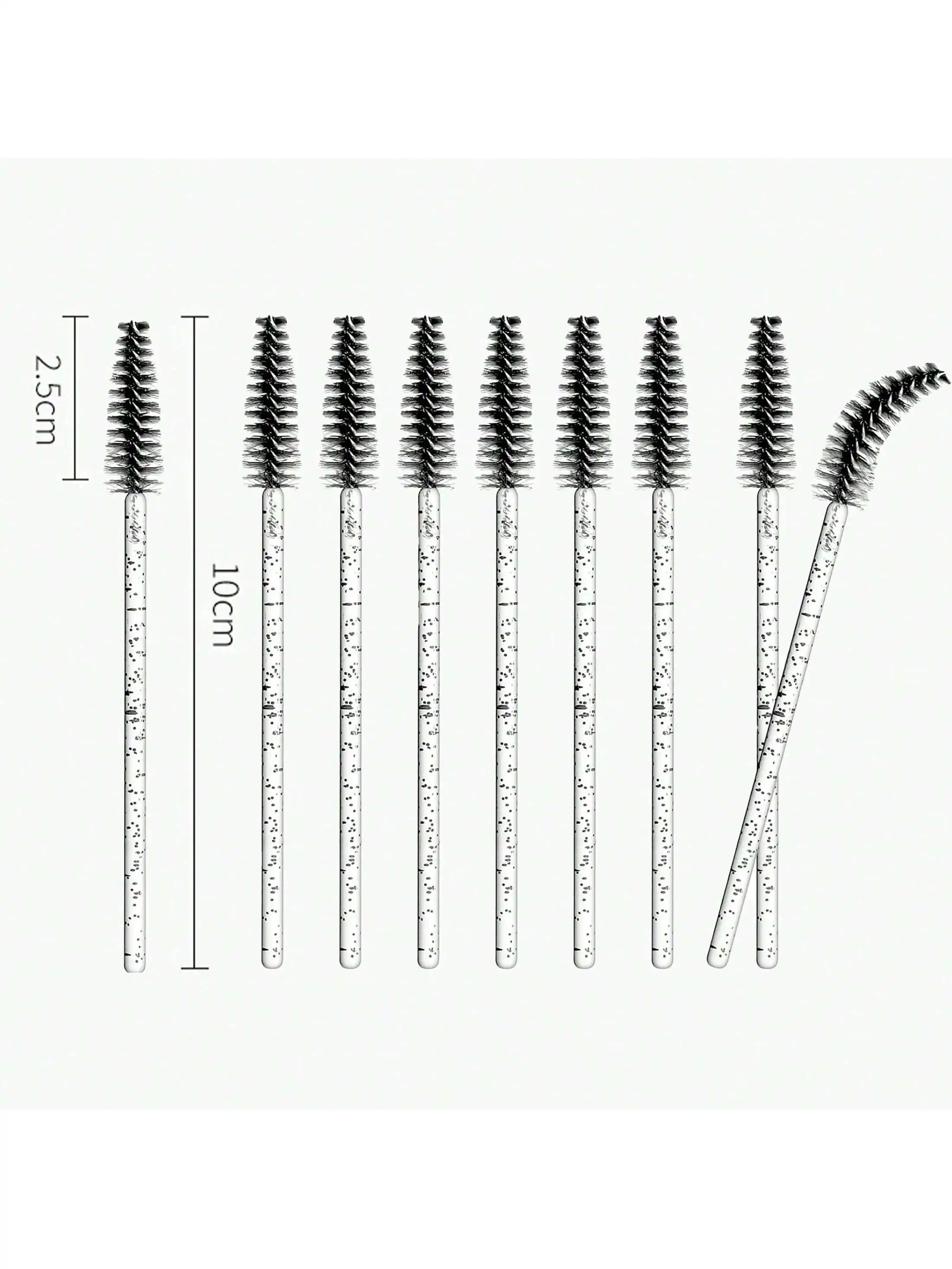 50 carretes de pestañas flexibles desechables: varitas de rímel negras de cristal con contenedor, para extensiones de pestañas/aceite de costa