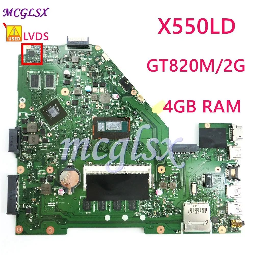 

X550LD LVDS i3 / i5 CPU 4GB RAM Laptop Motherboard For Asus A550L X550LD R510L X550LC X550L X550 Notebook Mainboard Test OK Used