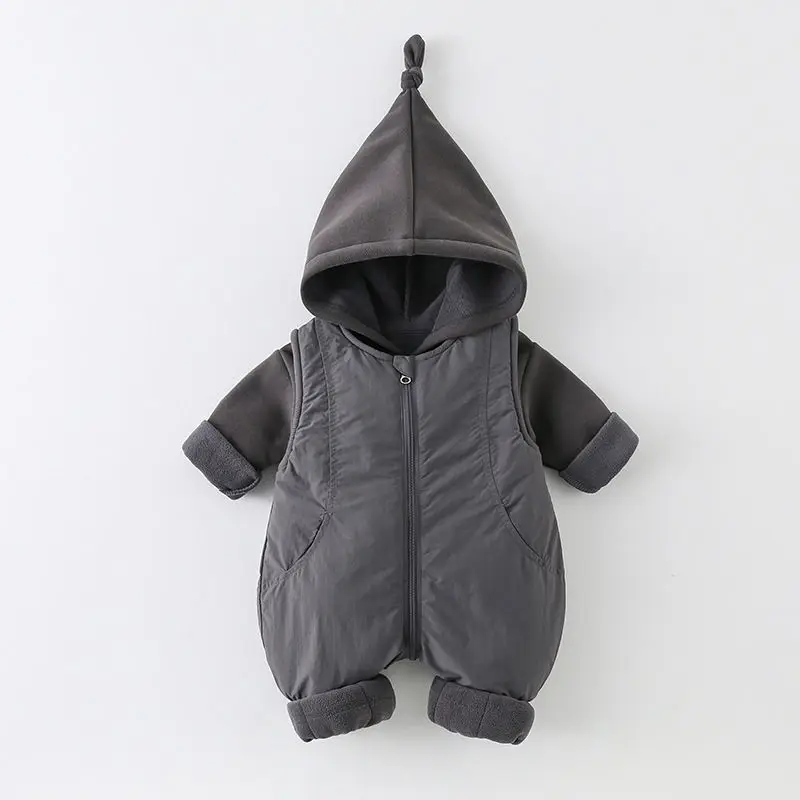 Winter Thickened Cotton Baby Romper Unisex Newborn Cotton Padded Suit 2PCS Warm Onesie for Boys & Girls Autumn Winter Outfits