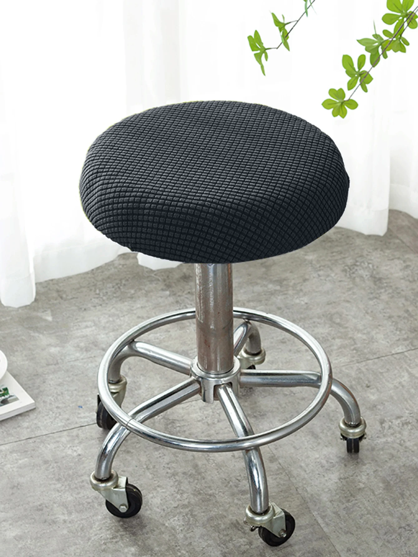 1 Stück gestrickter Barstuhlbezug aus 100 % Polyester, elastisch, dehnbar, Fleece, runder Hockerbezug für alle Jahreszeiten, Heimdekoration