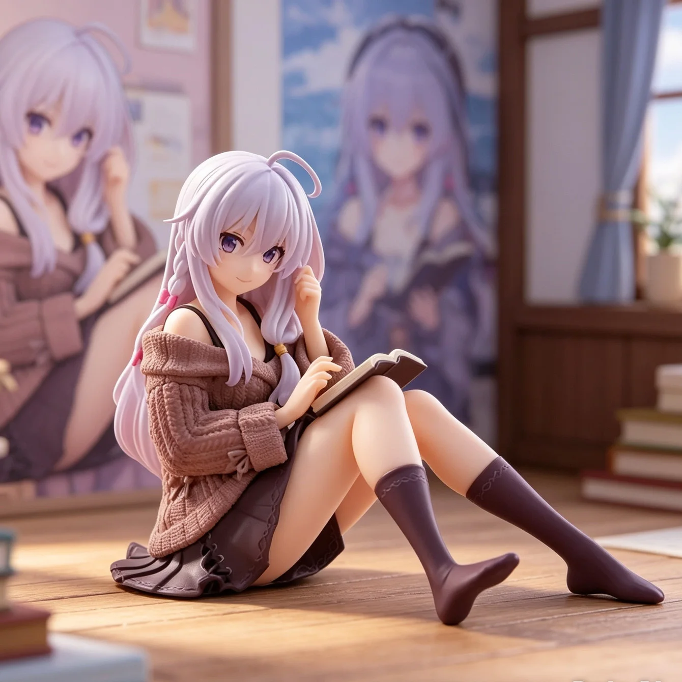 Wandering Witch Elaina Collectible Figure PVC Material Compact Sitting Posture Anime Character Statue Desktop Decoration & Fans